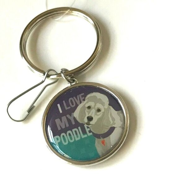 I LOVE MY POODLE Keychain Purse Charm Handbag Dog Rescue Mom Zipper Pull - Picture 1 of 5